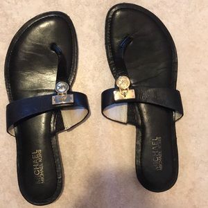 Black and gold sandals
